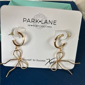Park Lane Gold Bow Charm Hoop Earrings
